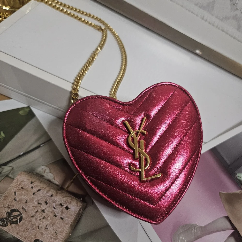 SOLD 💔 Yves Saint Laurent Monogram Love Heart Crossbody Bag 🩷 LIMITED EDITION - Picture 1 of 15